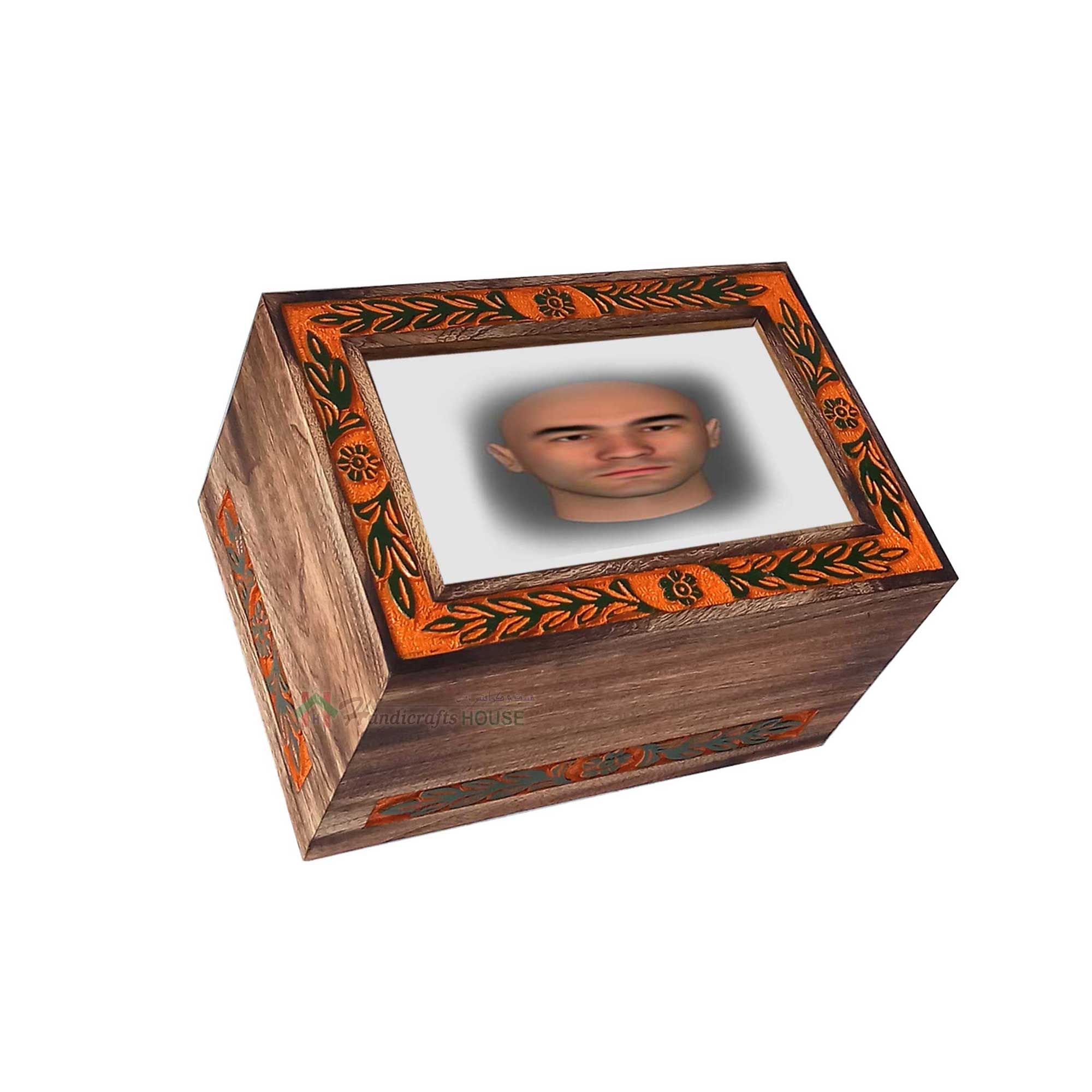 Wood Photo Frame Boxes for Ashes, Wooden Cremation Keepsake