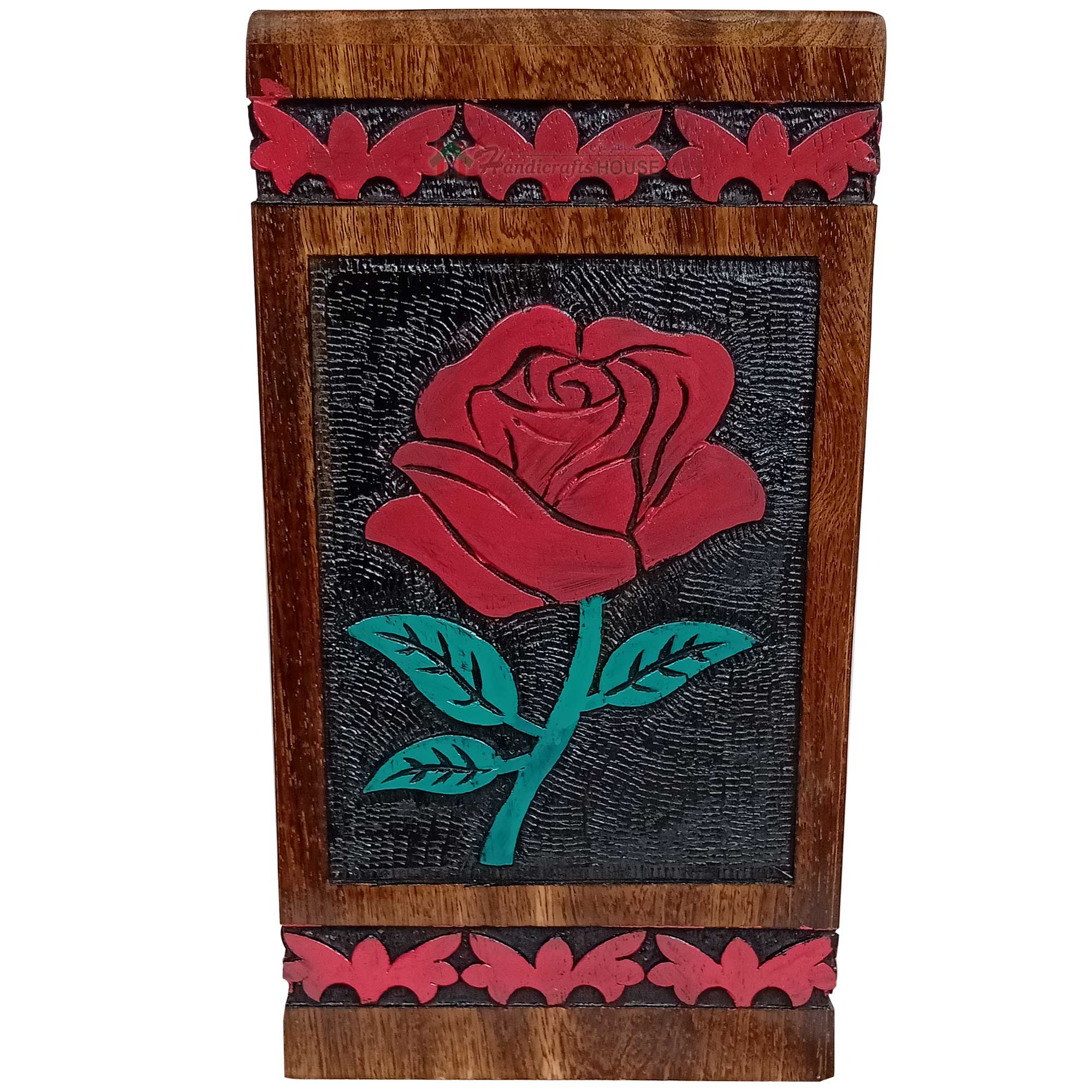 Hands Carving Flower Wooden Cremation Urns, Solid Wood Burial Box for Human or Pet Ashes Adult - Hardwood Memorial Large Urn for Loved One and Father