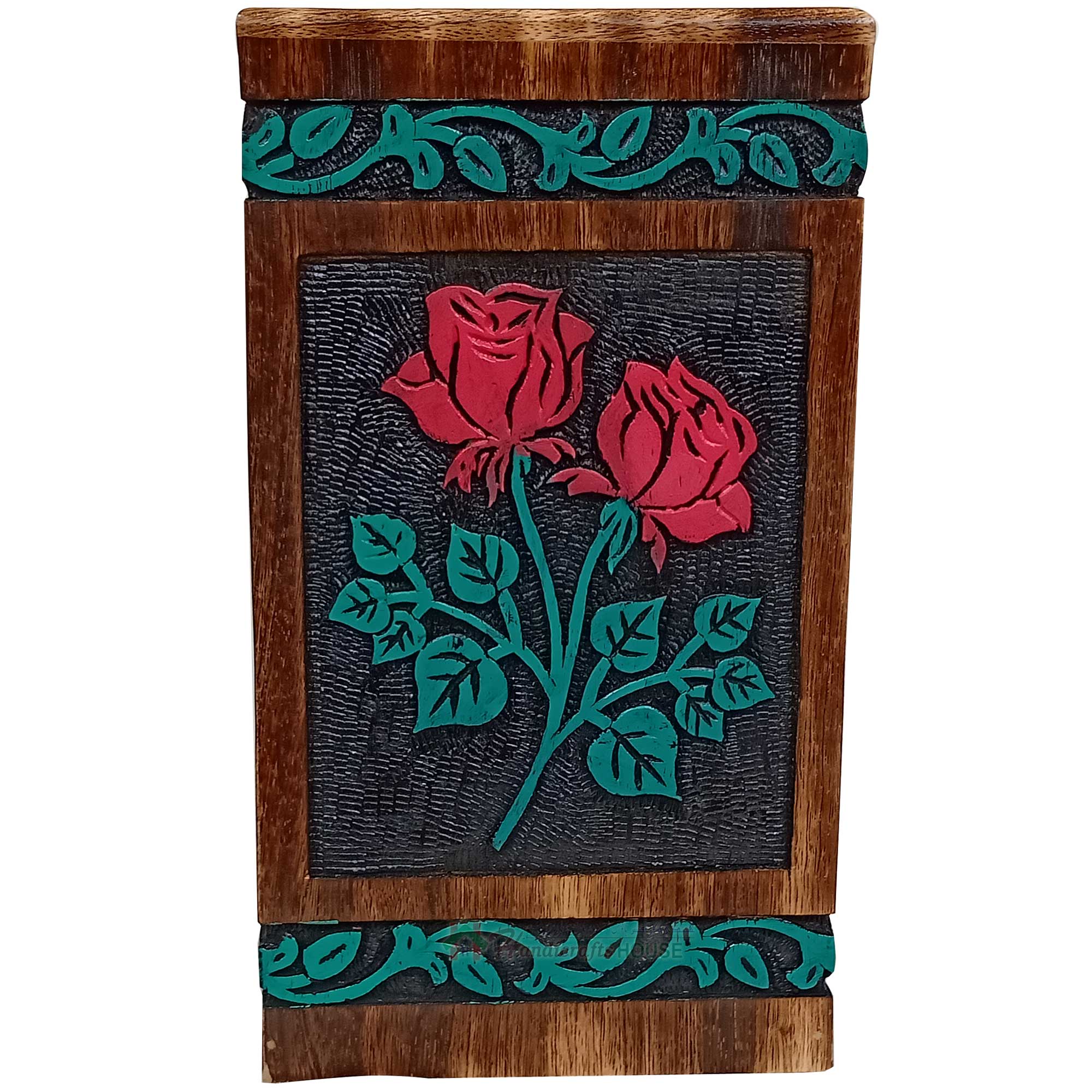 Hand Engraving Rose Flower Display Burial at Home or in Niche at Columbarium Cremation Urn for Human Ashes Adult Large Wood Decorative Urn Funeral Urn for Mother/Dad DABEETU Urns for Wooden