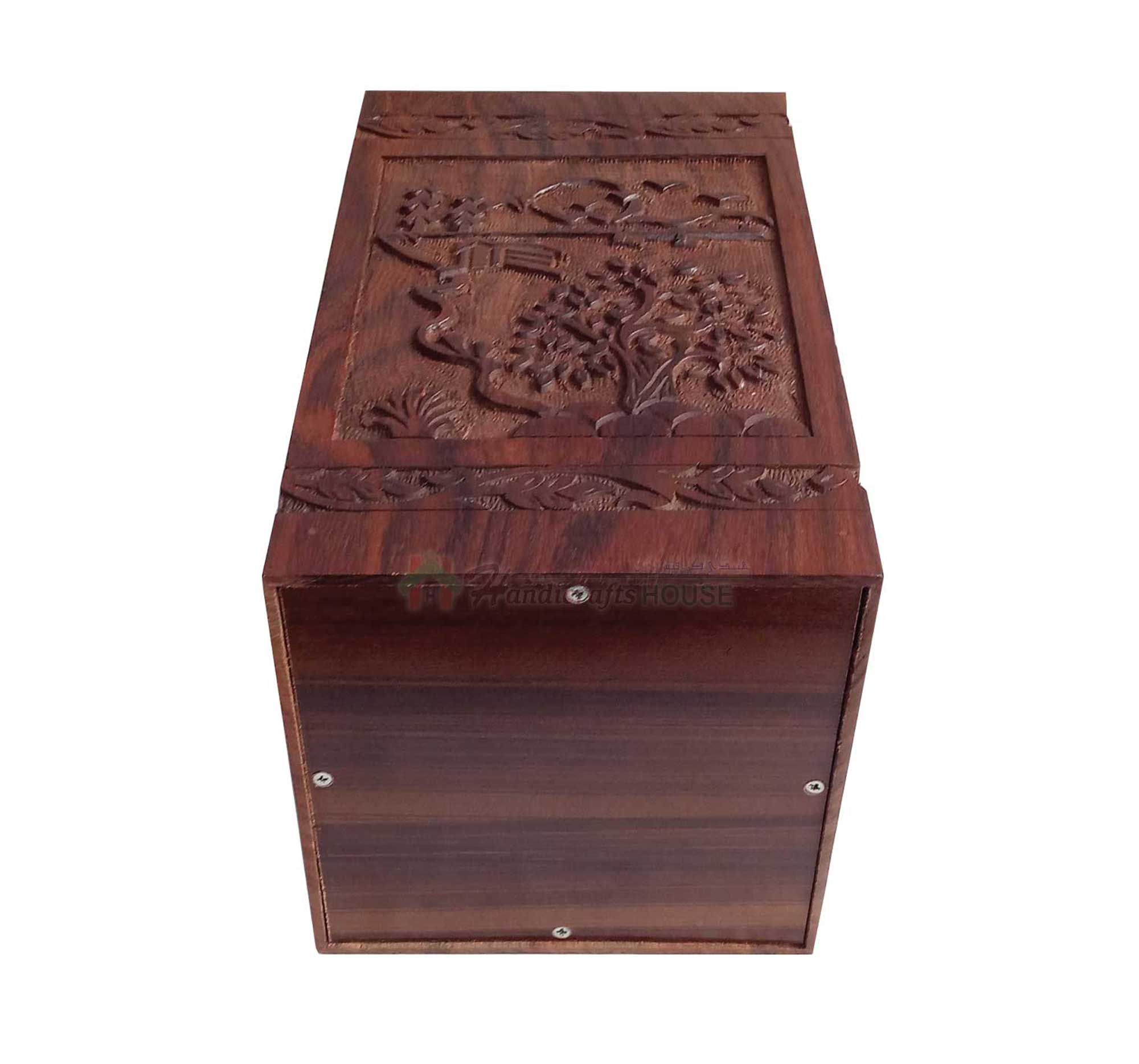 Hands Carving Wooden Cremation Urns, Solid Wood Burial Box for Human or Pet Ashes Adult - Hardwood Memorial Large Urn for Loved One