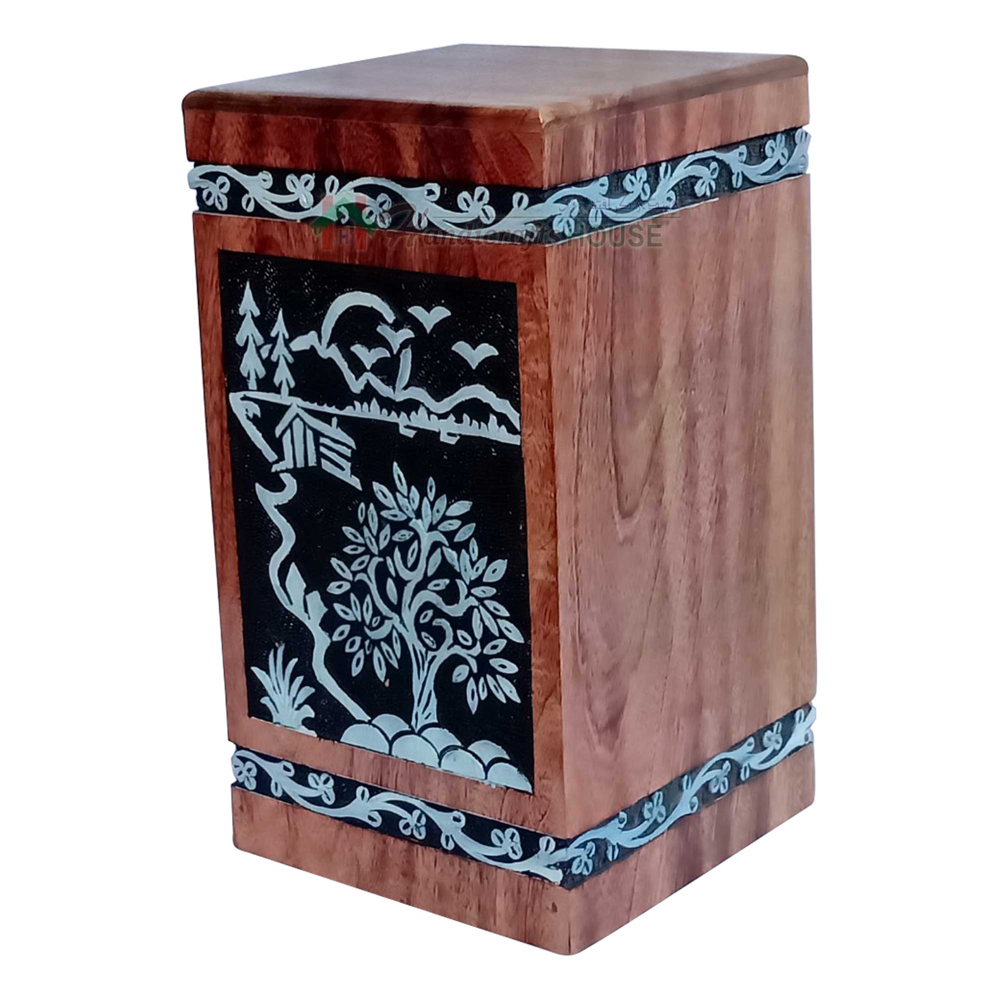 Wood Cremation Keepsake Urn For Sale, Timber Box, Wooden Funeral Adult Urns, Decorative Tower Boxes