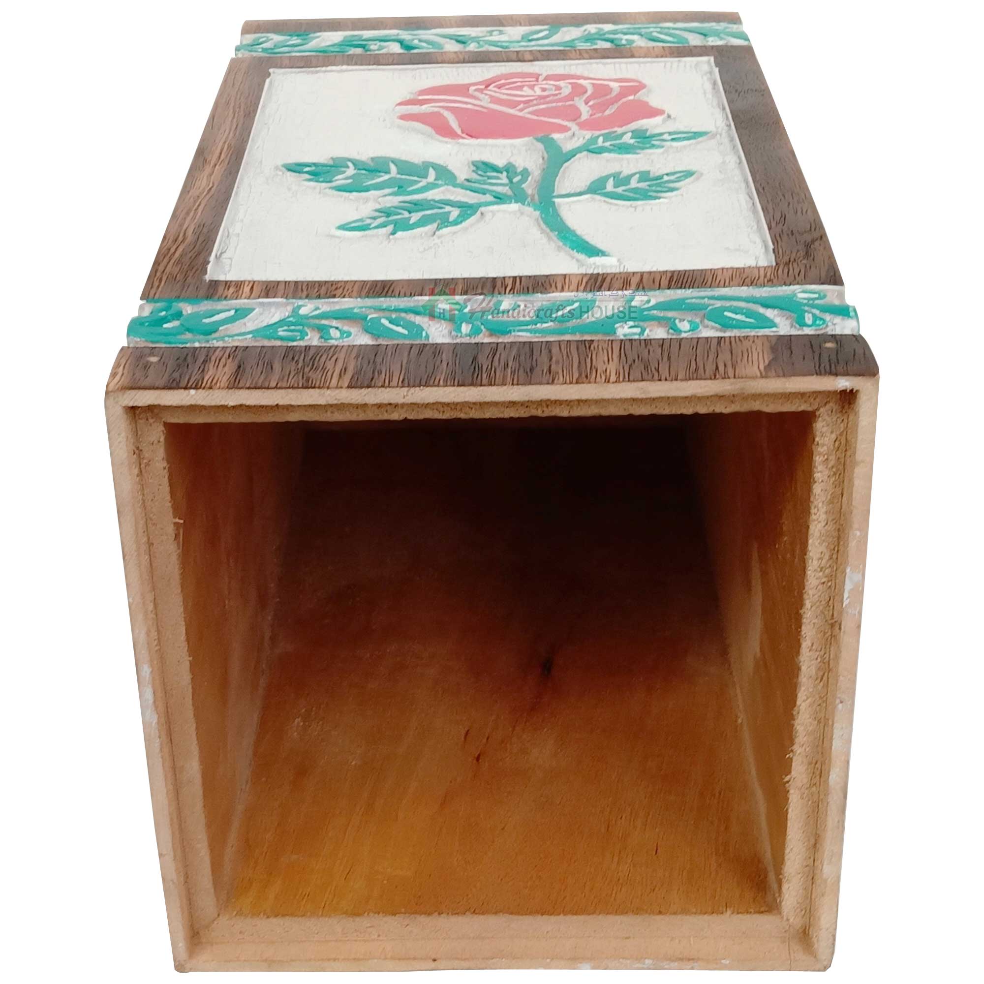 Hands Engraving Flower Urns, Wooden Urn for Pet Ashes -Solid wood Memorial Large Box in White, Green and Red Color