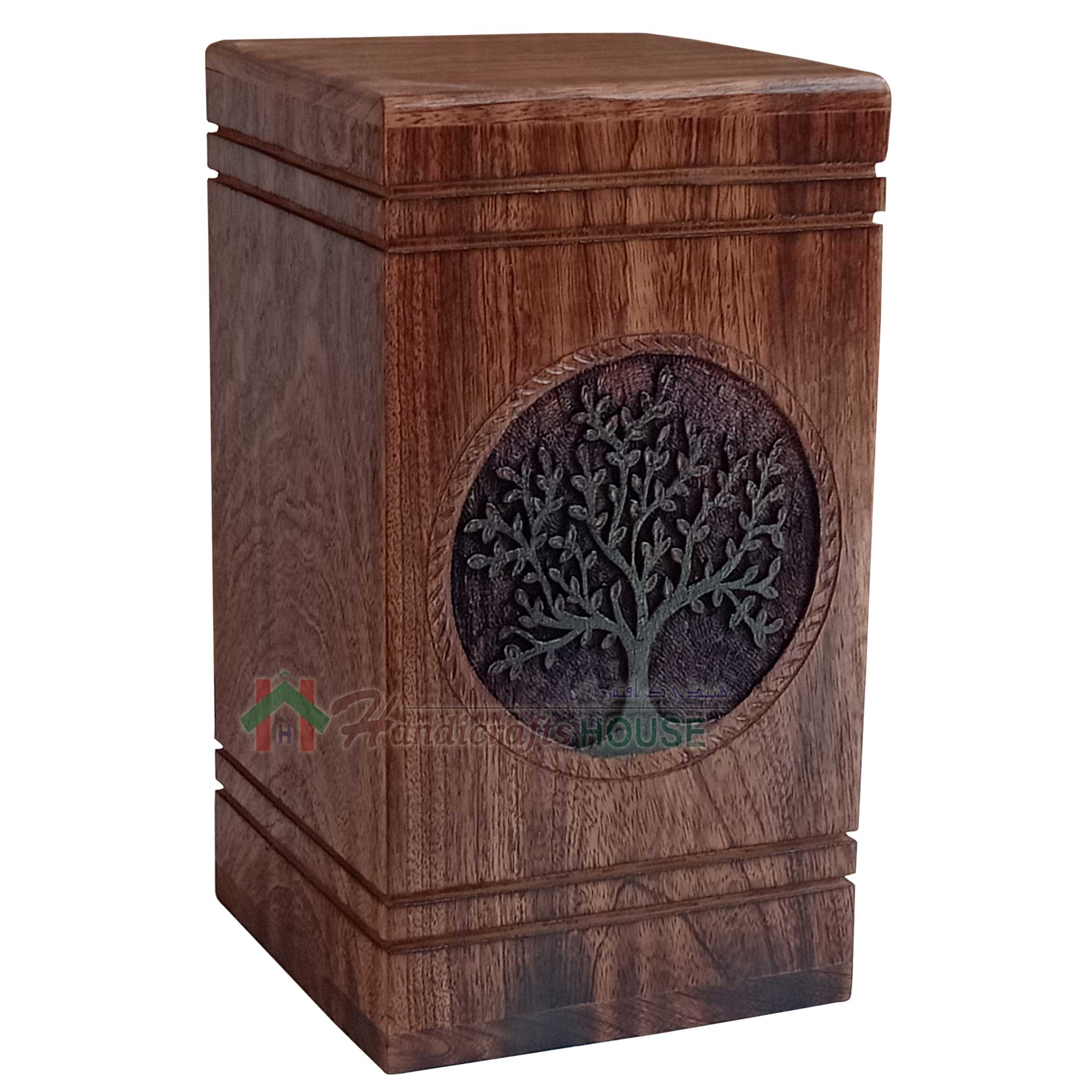 Set of 4 Dark Brown Sheesham Wood Pet Urns for Ashes Tree of Life Engraved Wooden Cremation Urns for Ashes Funeral Urns for Human Ashes Adult Pet Urns for Dogs,Wooden Box