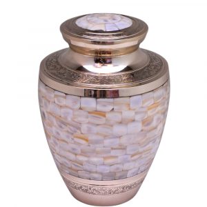 mother of pearl brass urn