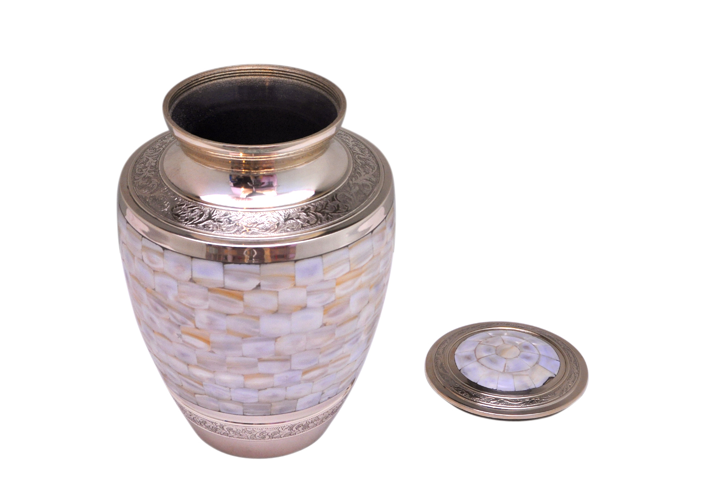 Large/Adult 200 Cubic Inch Regal Mother of Pearl Brass Funeral Cremation Urn 